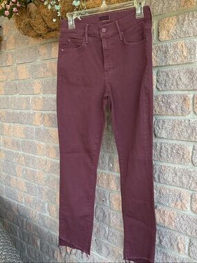 MOTHER Women's Ankle Jeans in Deep Burgundy